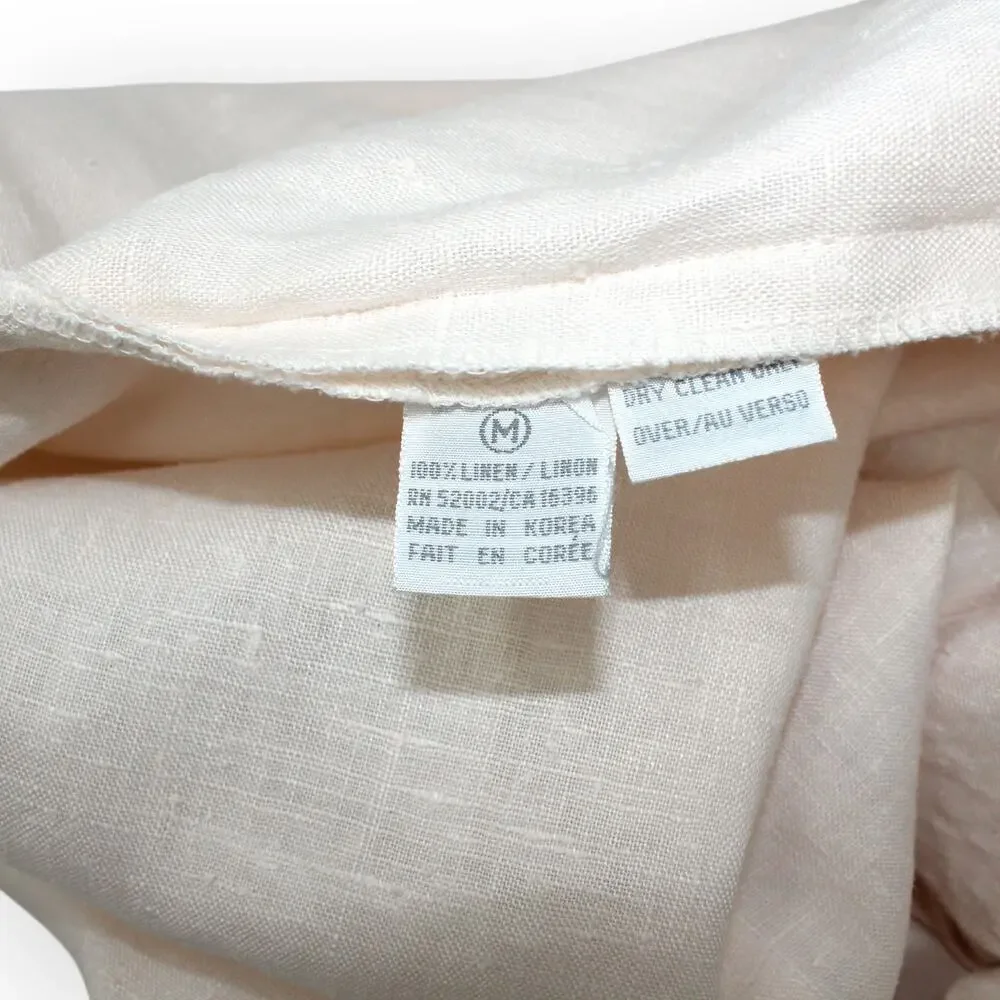 Medium Vintage Linen Duster PalePink 80s Oversize LizClaiborne Midi Jacket - Picture 9 of 16